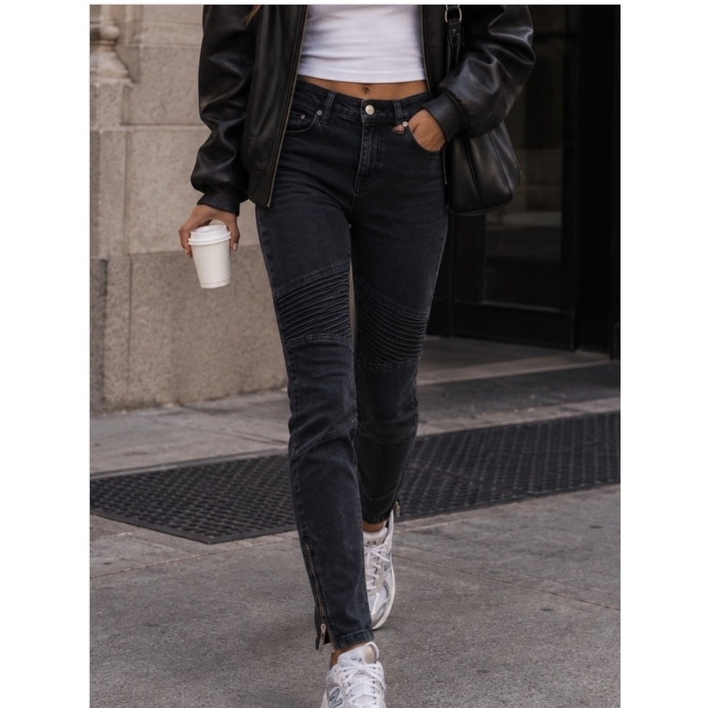 CLOSED Skinny Moto Denim Jeans Women's Size 27 Black Edgy Chic